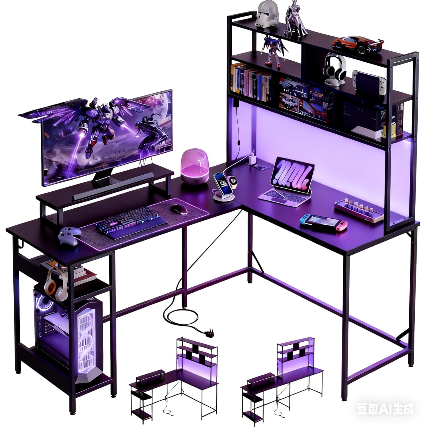 Pc Zotac Gaming - L Shaped Gaming Desk with Hutch,