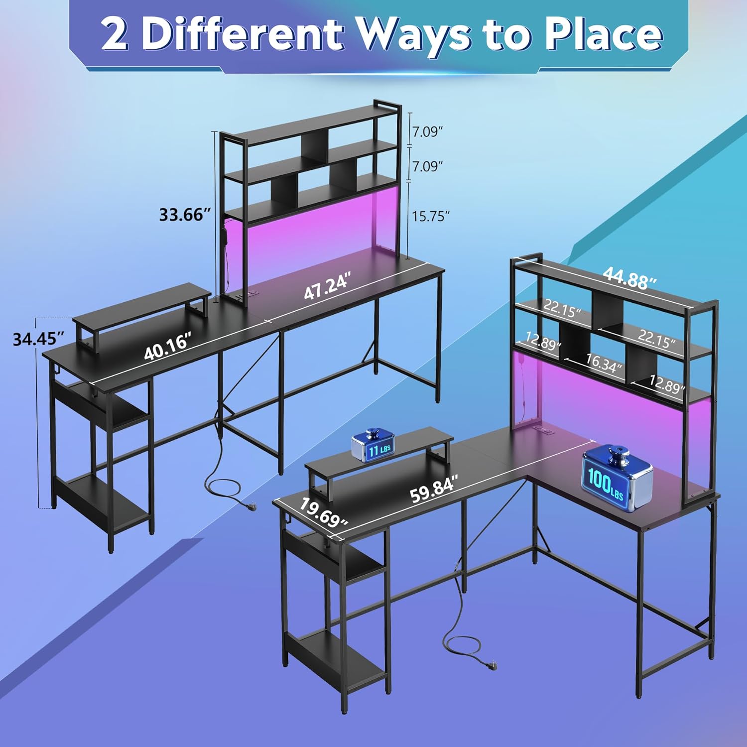 L Shaped Gaming Desk with Hutc - Pc Zotac Gaming 评论和价格