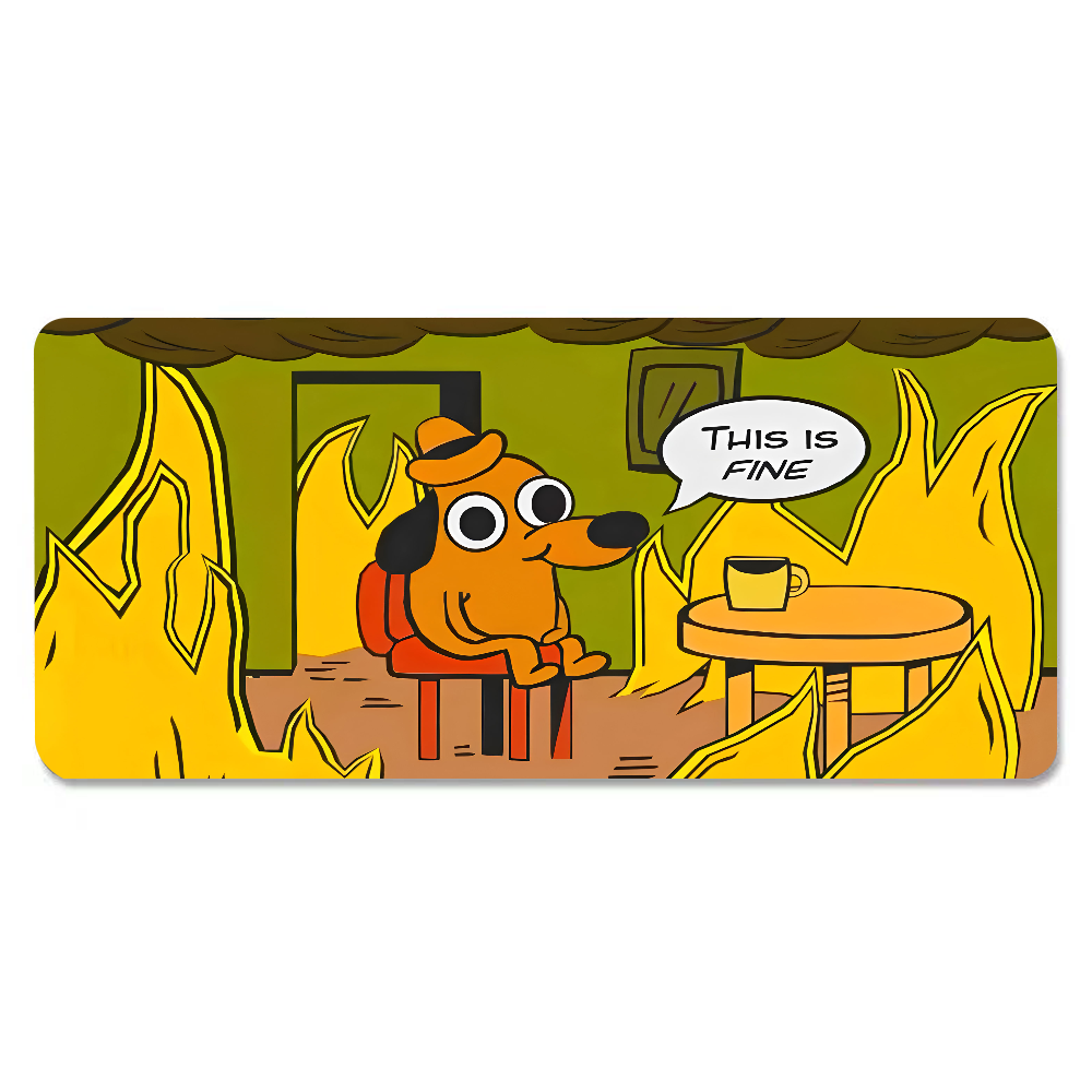 This Is Fine Dog Dachshund Mou - Gaming Desk Mat 评论和价格