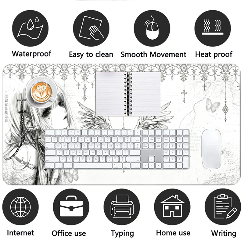 Leather Mousepad Black White A - Gaming Desk Mat 评论和价格